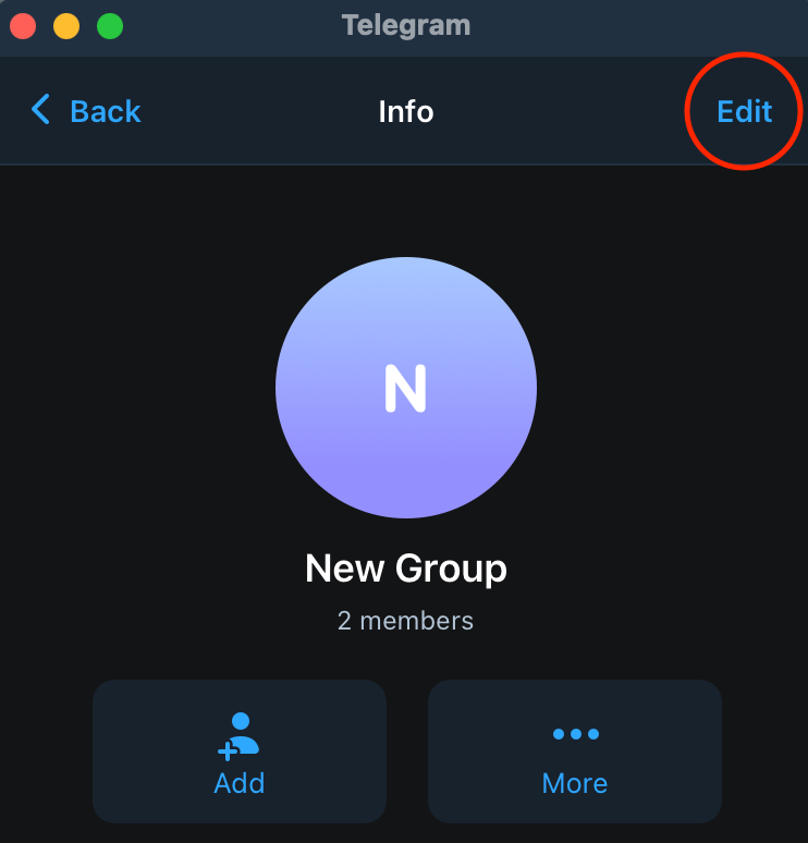 Edit Telegram group settings
