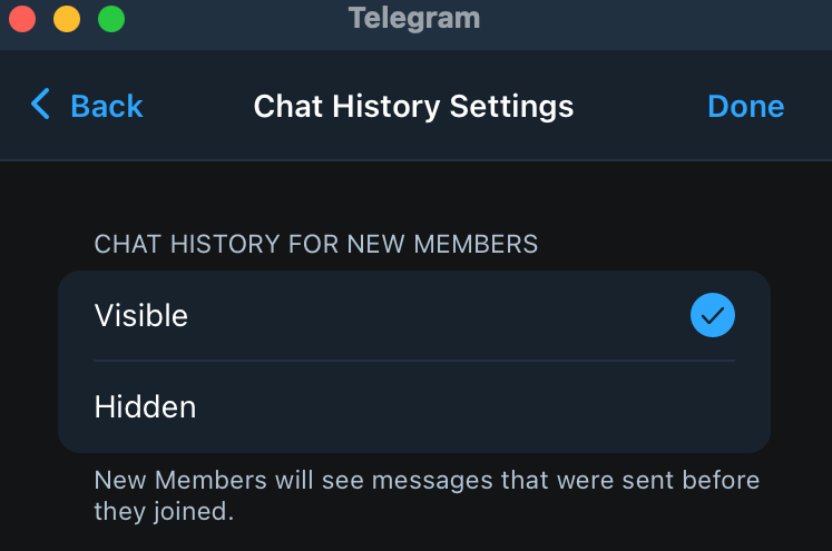 Make Chat History visible in your Telegram group