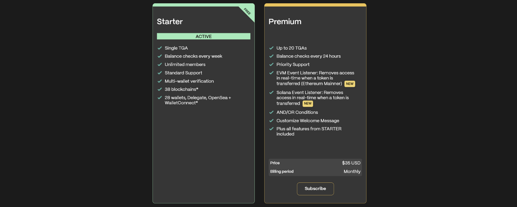Command Center subscription page