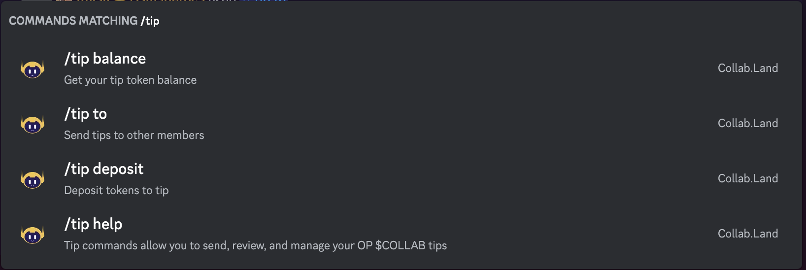 Collab.Land tipping commands